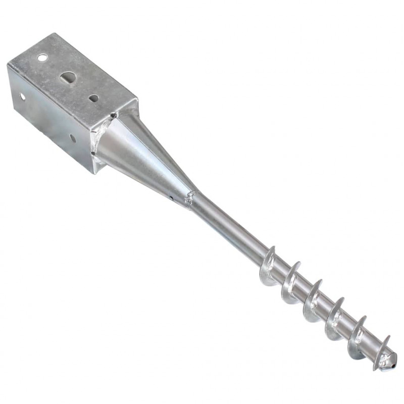 Kołki gruntowe, 6 szt., srebrne, 10x10x57 cm, stal
