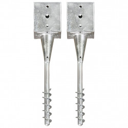 Kołki gruntowe, 2 szt., srebrne, 12 x 12 x 56 cm, stal