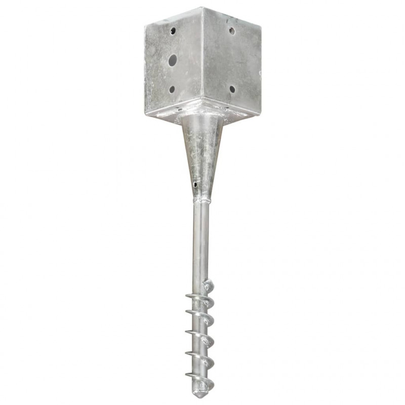Kołki gruntowe, 2 szt., srebrne, 12 x 12 x 56 cm, stal