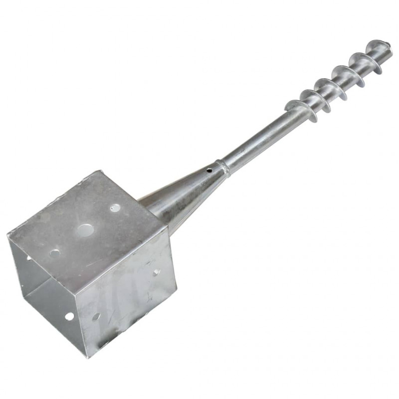 Kołki gruntowe, 2 szt., srebrne, 12 x 12 x 56 cm, stal