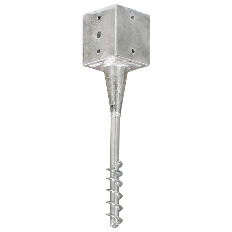 Kołki gruntowe, 6 szt., srebrne, 12 x 12 x 56 cm, stal