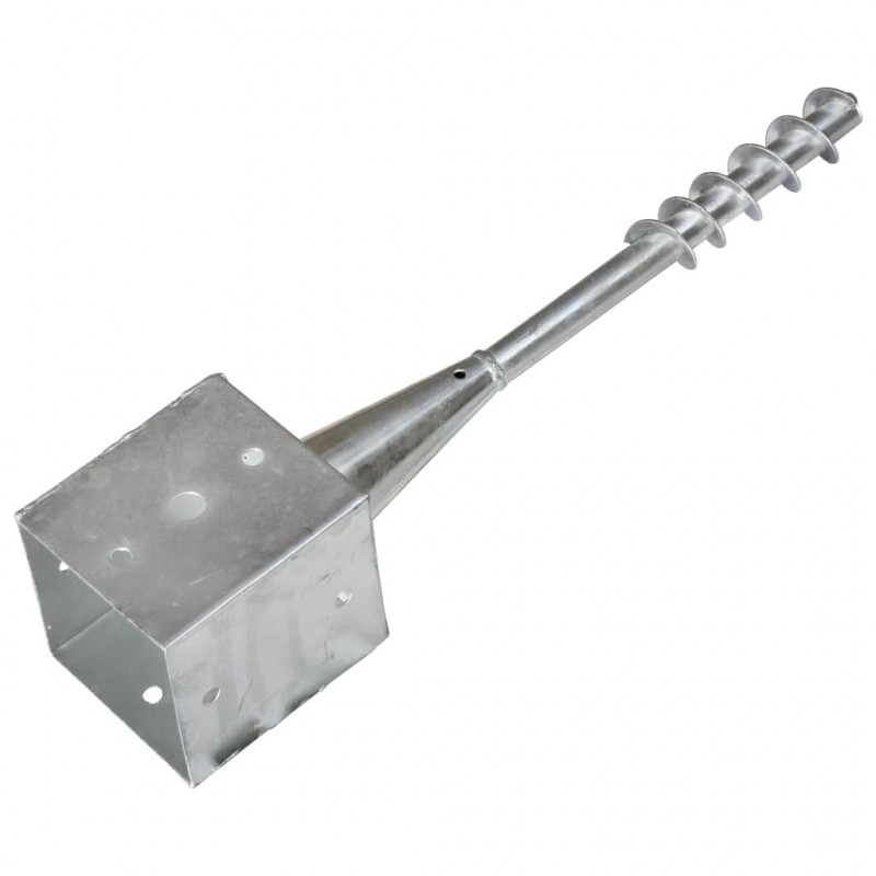Kołki gruntowe, 6 szt., srebrne, 12 x 12 x 56 cm, stal