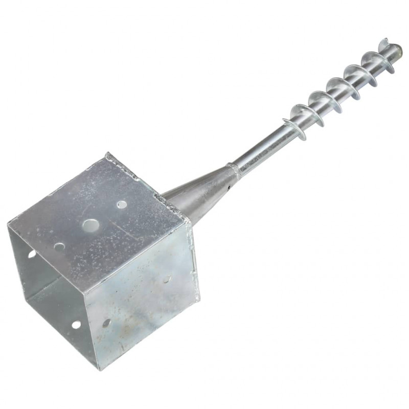Kołki gruntowe, 6 szt., srebrne, 14 x 14 x 58 cm, stal