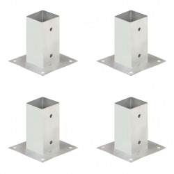 Podstawy słupów, 4 szt., galwanizowany metal, 71 mm