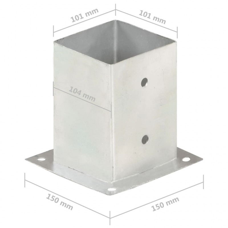 Podstawy słupów, 4 szt., galwanizowany metal, 101 mm