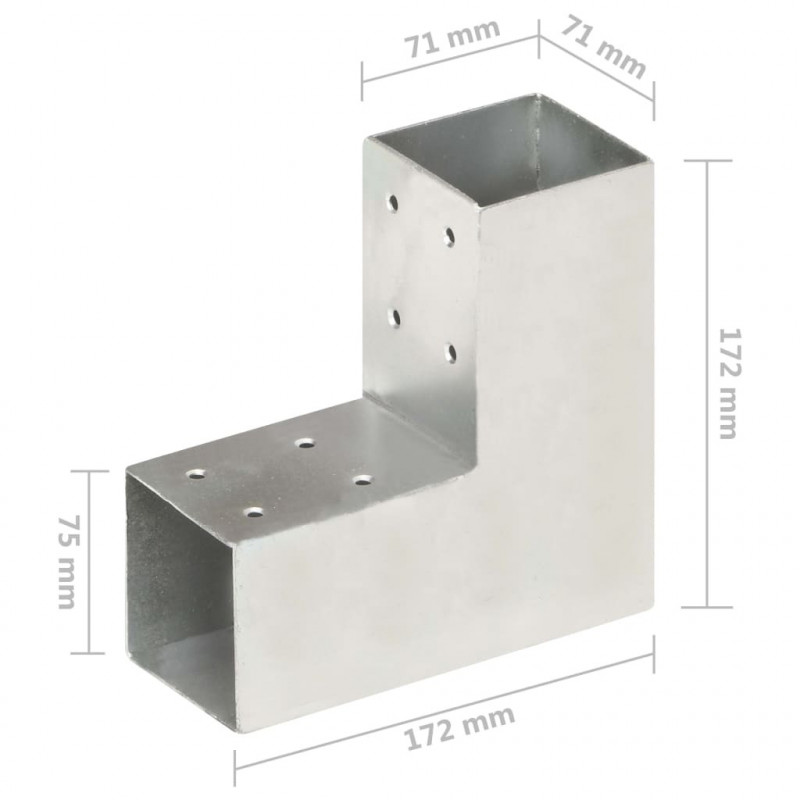 Łączniki w kształcie L, 4 szt., galwanizowany metal, 71x71 mm