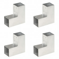 Łączniki w kształcie L, 4 szt., galwanizowany metal, 81x81 mm