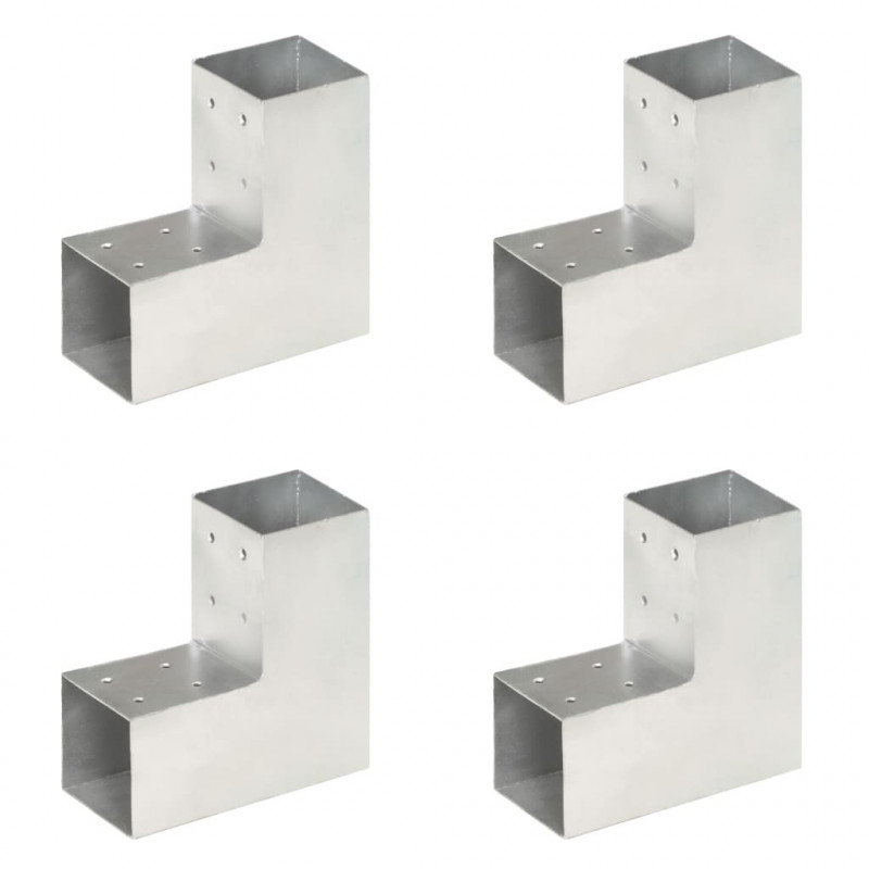 Łączniki w kształcie L, 4 szt., galwanizowany metal, 81x81 mm