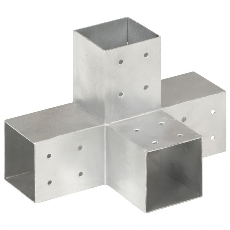 Łącznik do słupków w kształcie X, galwanizowany metal, 81x81 mm