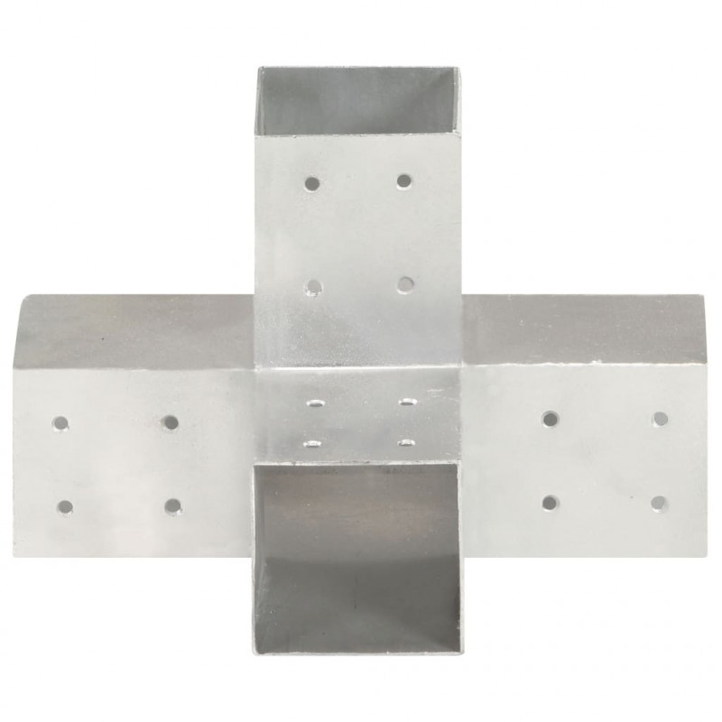 Łącznik do słupków w kształcie X, galwanizowany metal, 81x81 mm