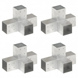 Łączniki w kształcie X, 4 szt., galwanizowany metal, 81x81 mm