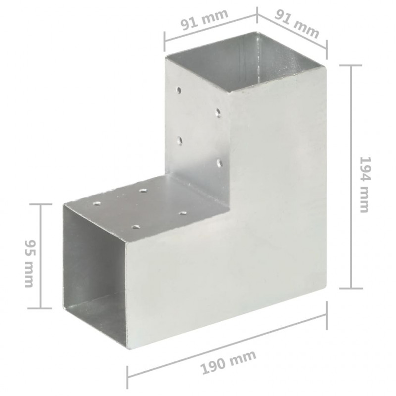 Łącznik do słupków w kształcie L, galwanizowany metal, 91x91 mm