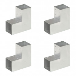 Łączniki w kształcie L, 4 szt., galwanizowany metal, 91x91 mm