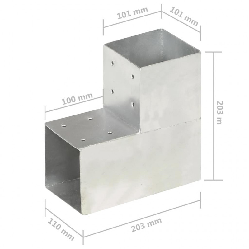 Łącznik słupków w kształcie L, galwanizowany metal, 101x101 mm