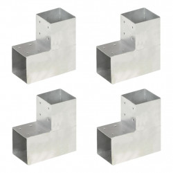 Łączniki w kształcie L, 4 szt., galwanizowany metal, 101x101 mm