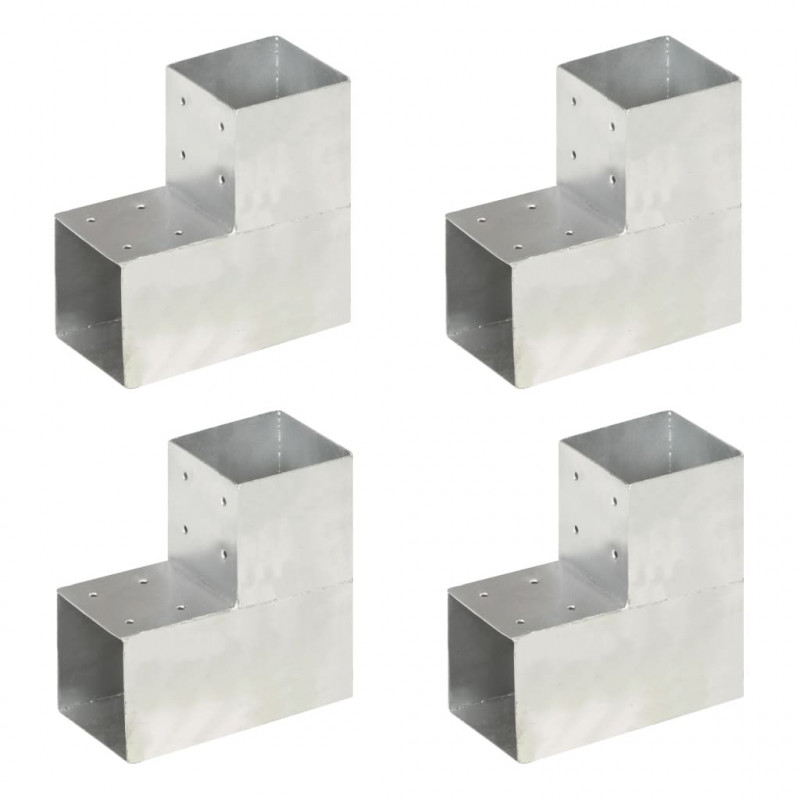 Łączniki w kształcie L, 4 szt., galwanizowany metal, 101x101 mm