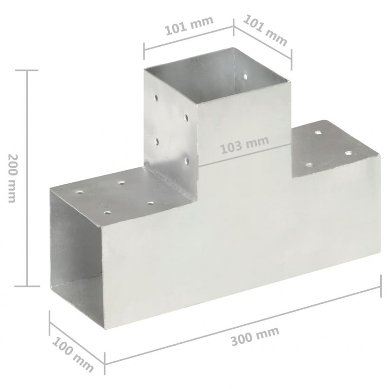 Łącznik w kształcie T, galwanizowany metal, 101x101 mm