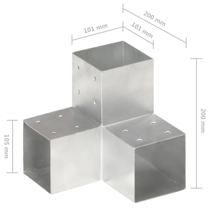 Łącznik w kształcie Y, galwanizowany metal, 101x101 mm