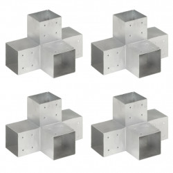 Łączniki w kształcie X, 4 szt., galwanizowany metal, 101x101 mm