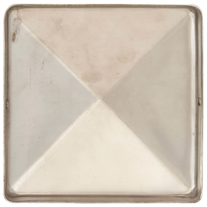 Zatyczki na słupki, piramidki, 6 szt., stal nierdzewna, 81x81 mm