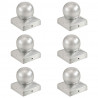 Zatyczki na słupki, 6 szt., kule, galwanizowany metal, 71x71 mm