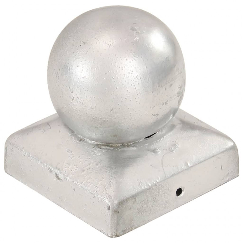 Zatyczki na słupki, 6 szt., kule, galwanizowany metal, 71x71 mm