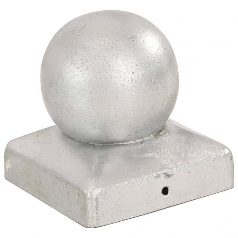 Zatyczki na słupki, 6 szt., kule, galwanizowany metal, 71x71 mm