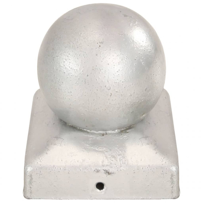Zatyczki na słupki, 6 szt., kule, galwanizowany metal, 71x71 mm