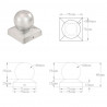 Zatyczki na słupki, 6 szt., kule, galwanizowany metal, 71x71 mm