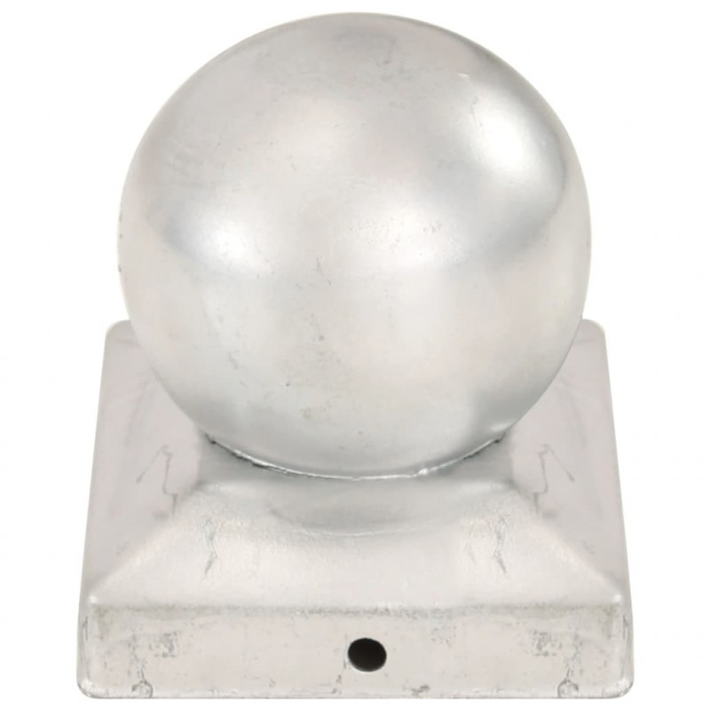 Zatyczki na słupki, 6 szt., kule, galwanizowany metal, 91x91 mm