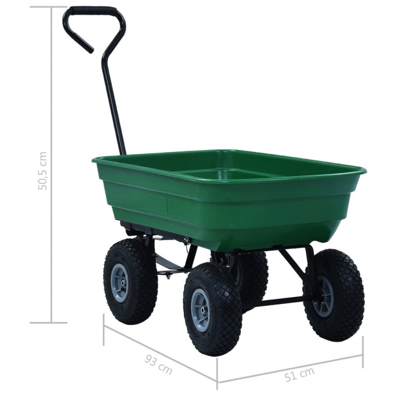 Ogrodowy wózek ręczny z wywrotką, 300 kg, 75 L, zielony