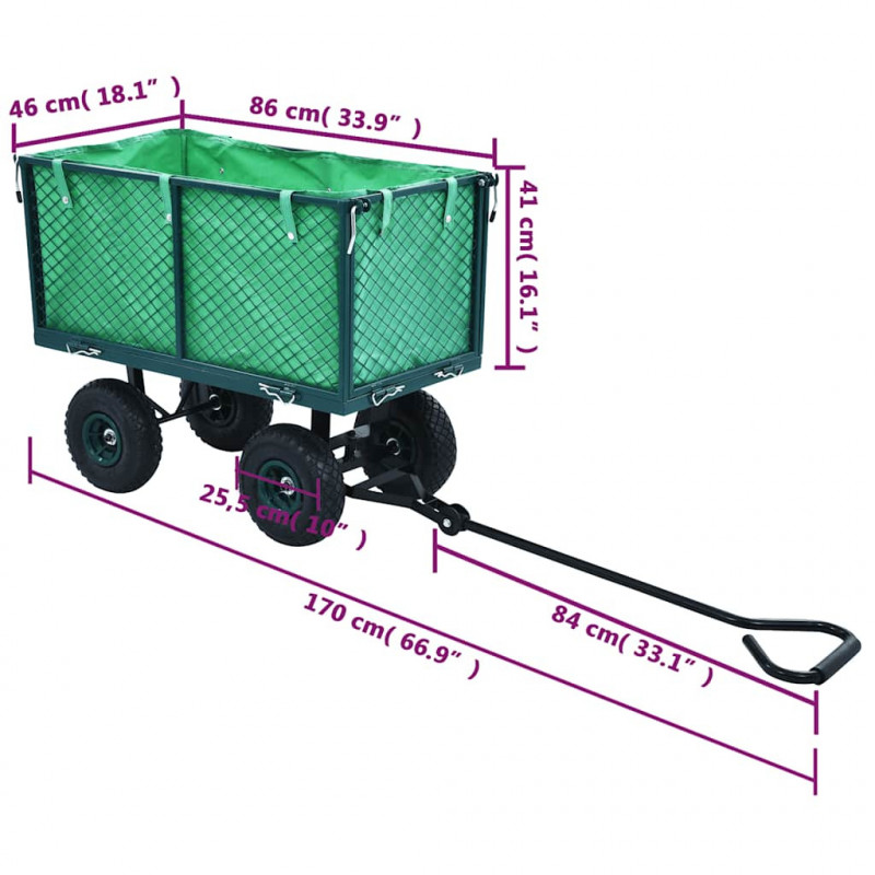 Ogrodowy wózek ręczny, zielony, 350 kg