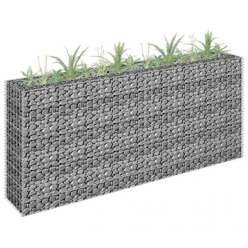 Podwyższona donica gabionowa, galwanizowana stal, 180x30x90 cm