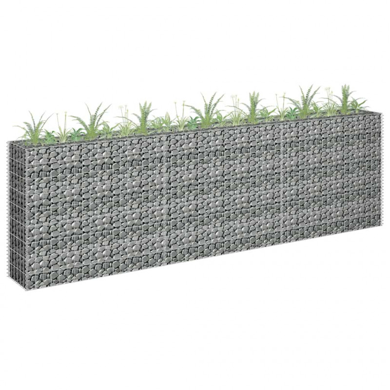 Podwyższona donica gabionowa, galwanizowana stal, 270x30x90 cm