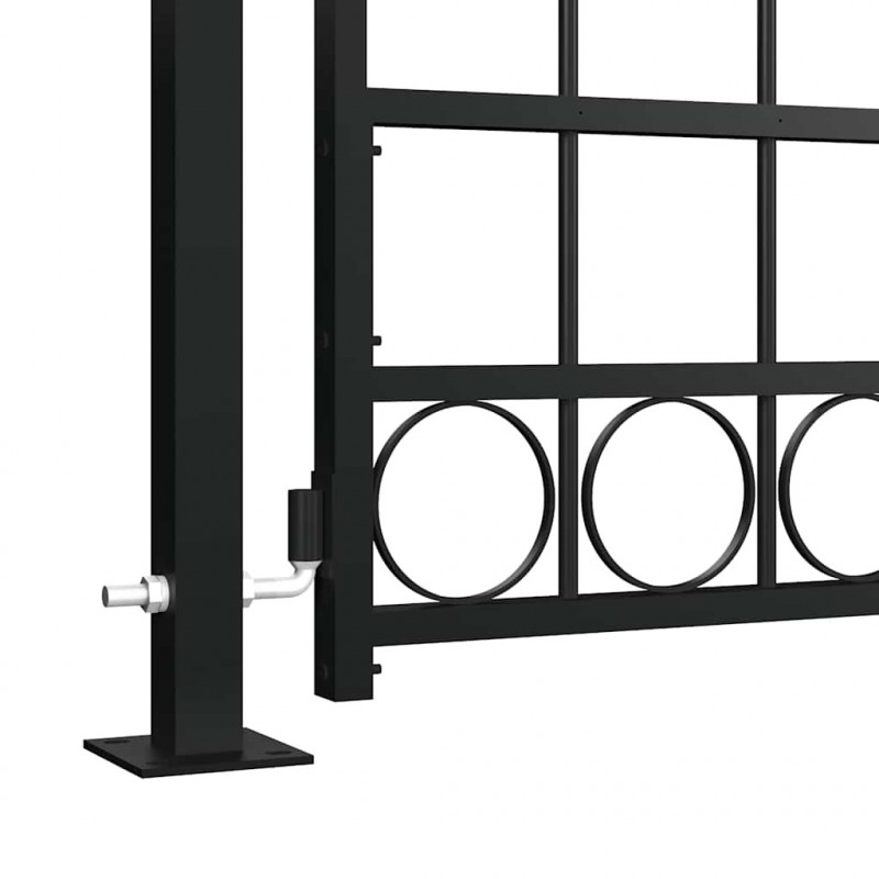 Brama ogrodzeniowa Assen z łukowym zakończeniem i 2 słupkami 105x170 cm, czarna