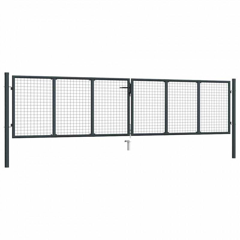 Brama ogrodowa z siatki ocynkowanej, stal 400x100 cm, szara