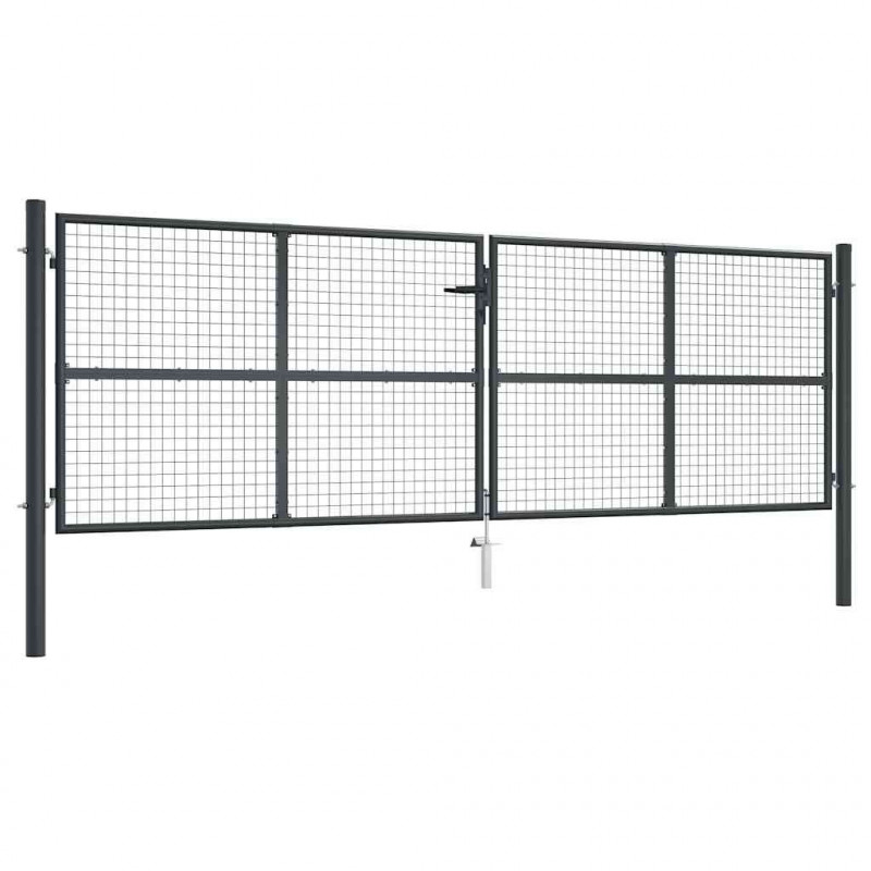 Brama ogrodowa z siatki ocynkowanej, stal 400x125 cm, szara