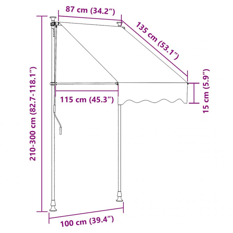 Ręcznie zwijana markiza, 100 cm, pomarańczowo-brązowa