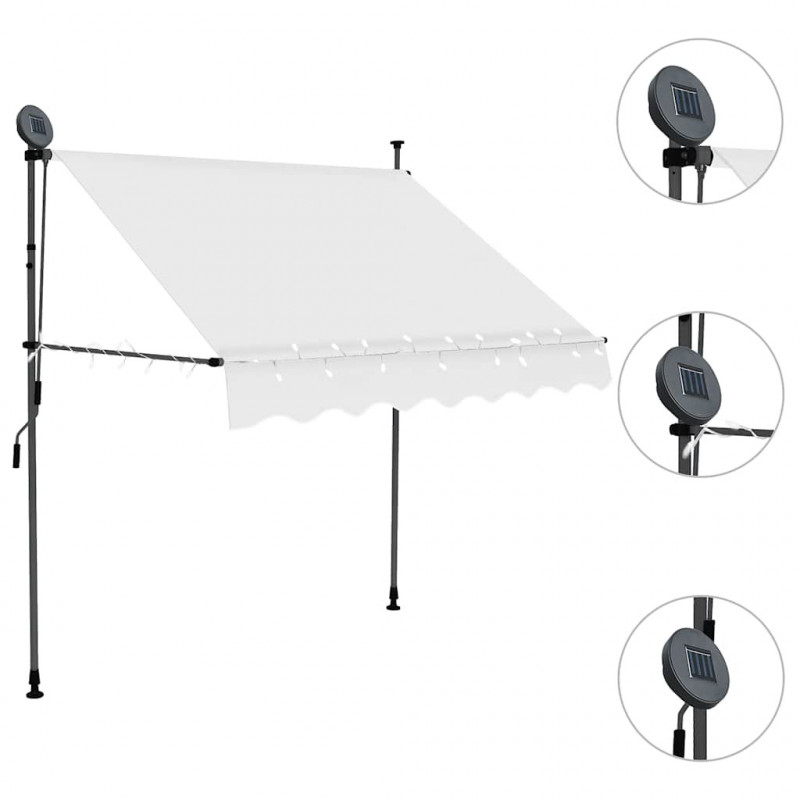 Ręcznie zwijana markiza z LED, 100 cm, kremowa
