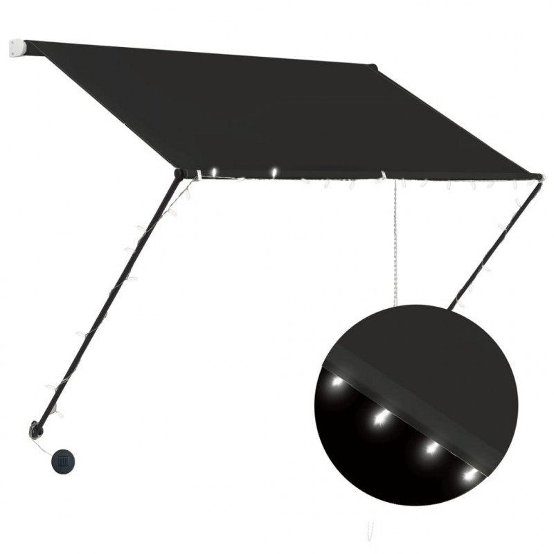 Markiza zwijana z LED, 100 x 150 cm, antracytowa