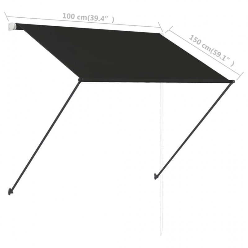Markiza zwijana z LED, 100 x 150 cm, antracytowa