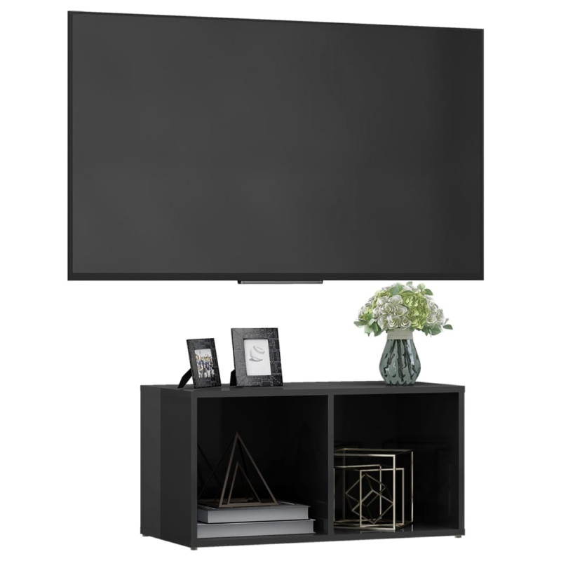 Szafka pod TV, wysoki połysk, szara, 72x35x36,5 cm