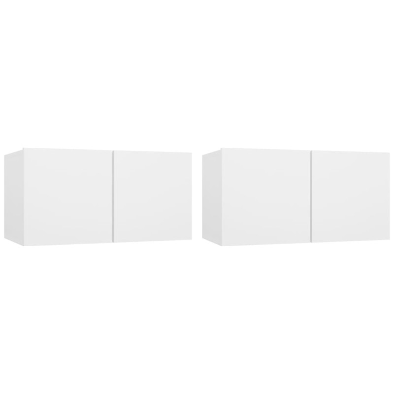 Szafki wiszące pod TV 2 szt., białe, 60x30x30 cm