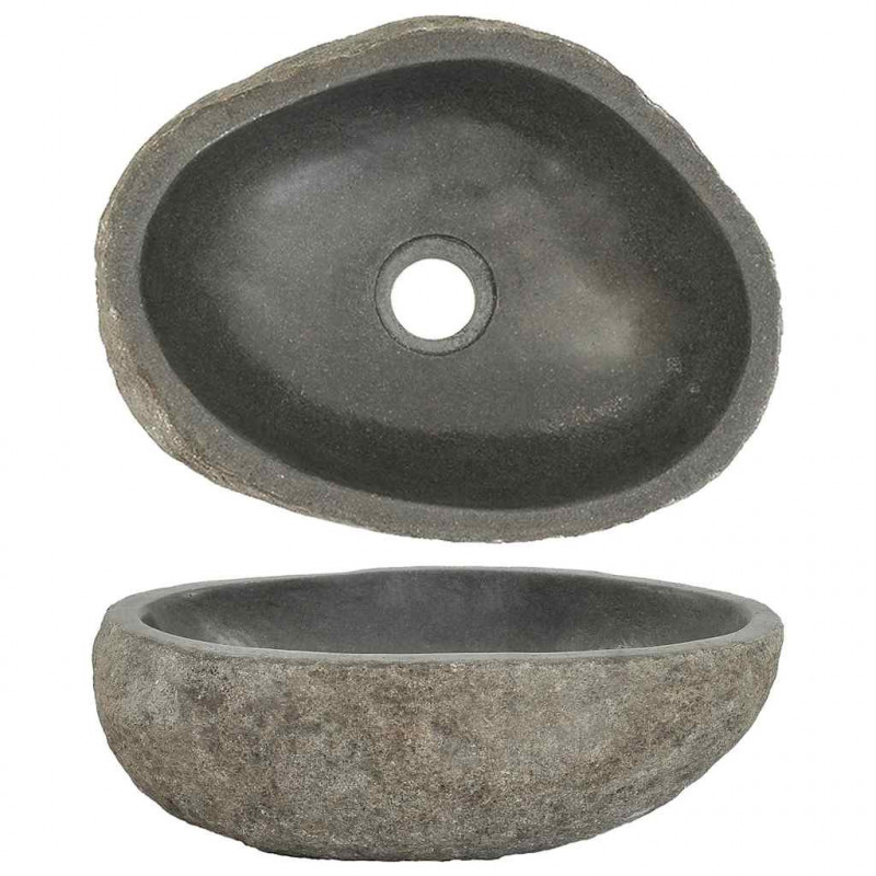 Umywalka z kamienia rzecznego, owalna, (29-38)x(24-31) cm