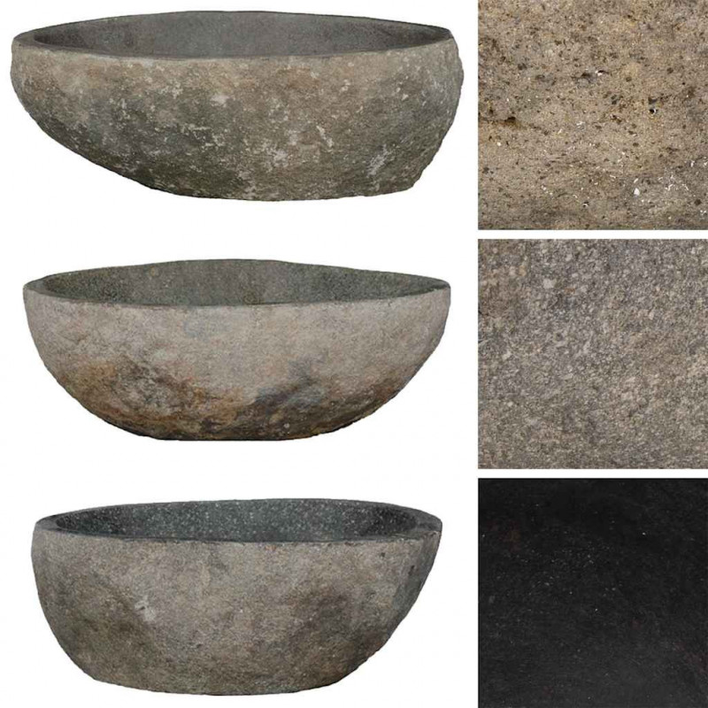 Umywalka z kamienia rzecznego, owalna, (29-38)x(24-31) cm