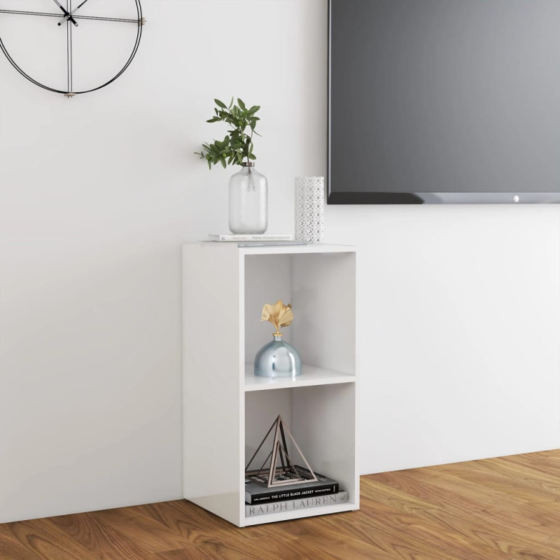 Szafka pod TV, wysoki połysk, biała, 72x35x36,5 cm