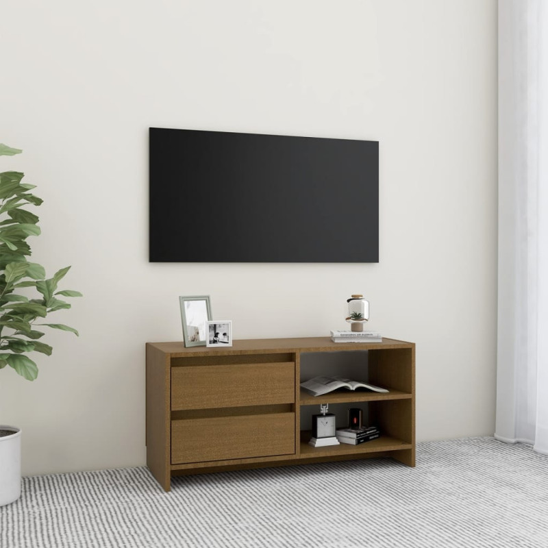 Szafka pod TV, miodowy brąz, 80x31x39 cm, drewno sosnowe