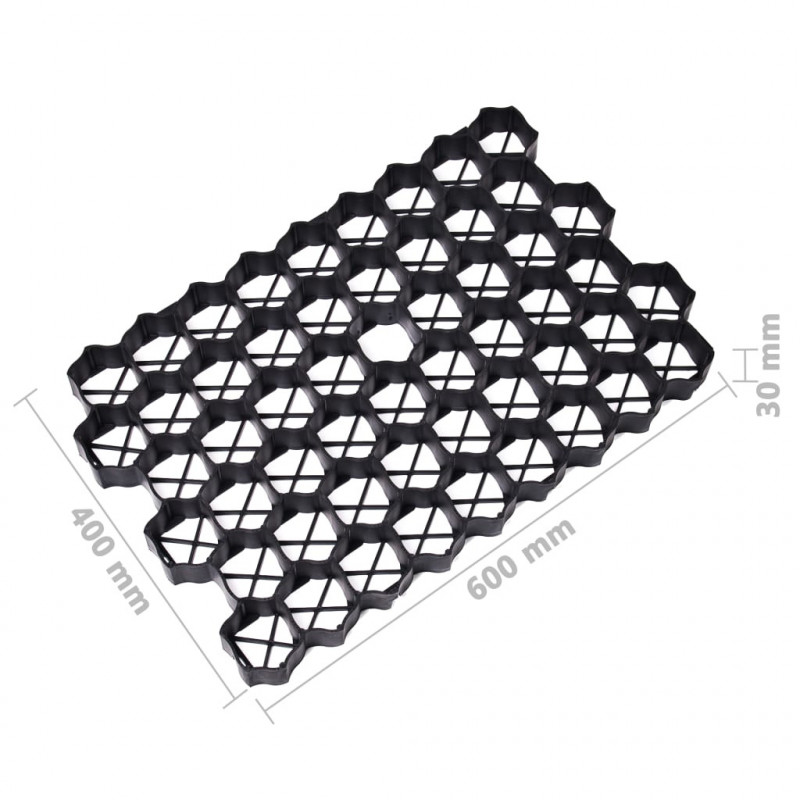 Kratki trawnikowe, 16 szt., czarne, 60x40x3 cm, plastik