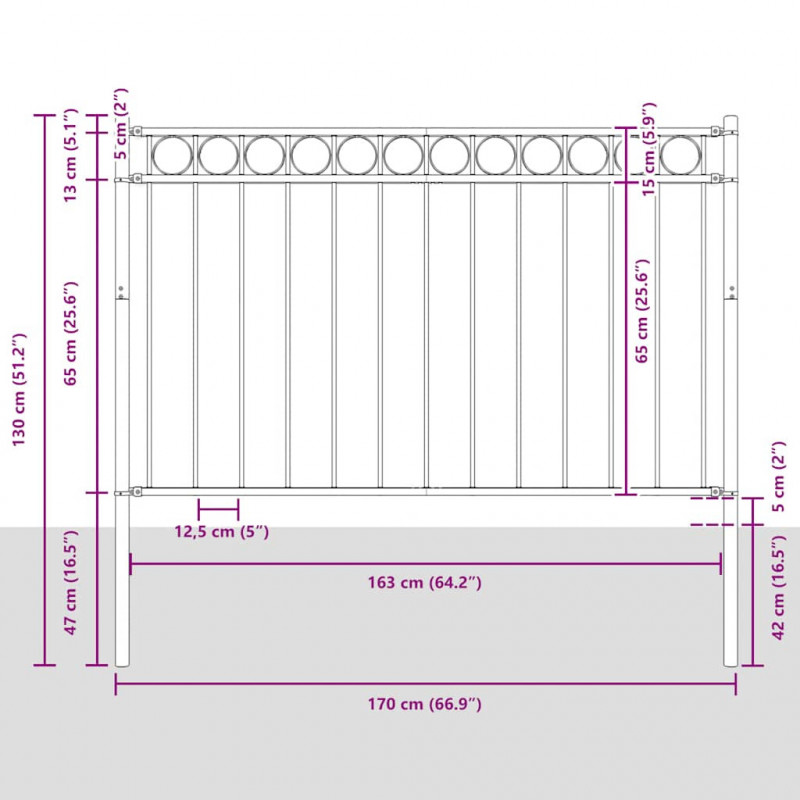 Ogrodzenie ogrodowe Assen stalowe 1,7x0,8 m czarne