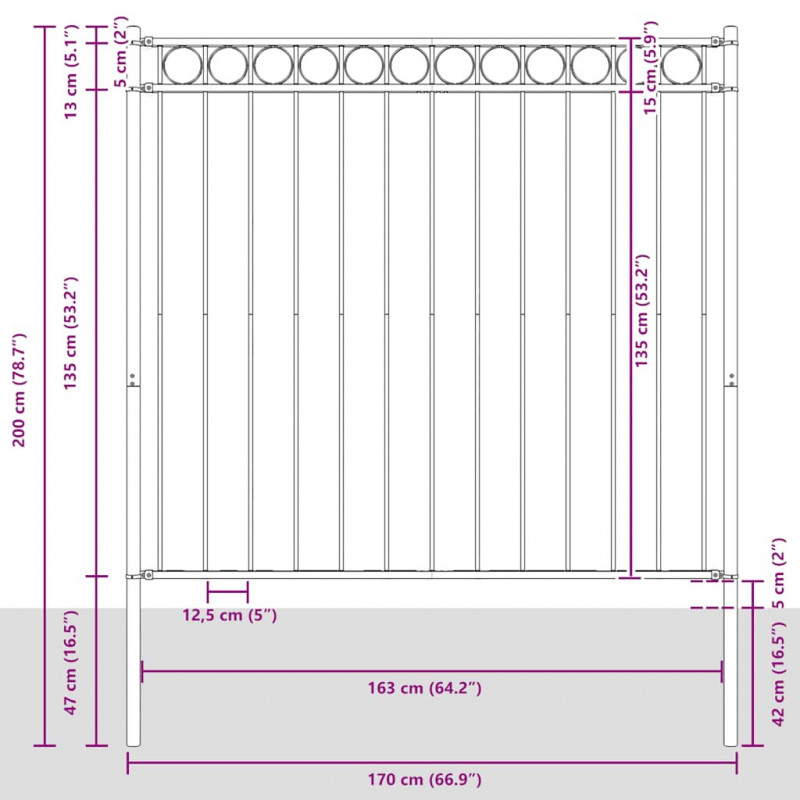 Ogrodzenie ogrodowe Assen stalowe 1,7x1,5 m czarne